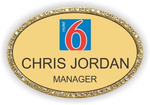 (image for) Motel 6 Gold Oval Bling Badge
