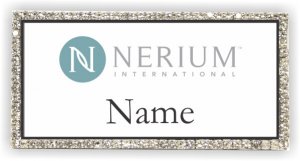 (image for) Nerium White - Silver Frame Bling Badge