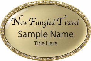 (image for) New Fangled Travel Bling Oval Gold with Gold Insert Badge