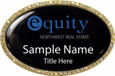 (image for) Equity Real Estate Oval Bling Gold Badge with Black Insert