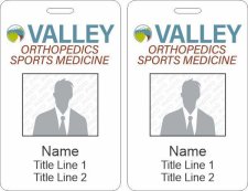 (image for) Valley Immediate Care - Orthopedics & Sports Medicine Photo ID Vertical Double Sided Badge - 2 Titles