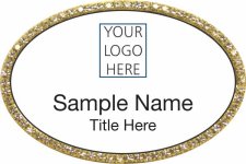 (image for) Custom Logo Gold Oval Bling White Badge
