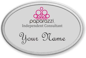 (image for) Paparazzi Independent Consultant Oval Silver Pebbled Frame Prestige Badge