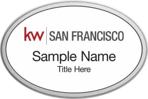 (image for) Keller Williams San Francisco Silver Oval Pebbled Prestige White Badge