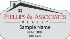 (image for) Phillips & Associates Realty Shaped Silver Badge - with Additional Title