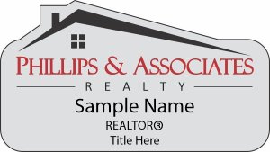 (image for) Phillips & Associates Realty Shaped Silver Badge - with Additional Title