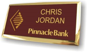 (image for) Pinnacle Bank Executive Red Gold Framed Badge