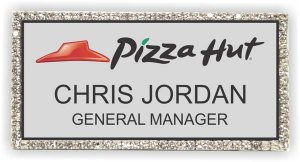 (image for) Pizza Hut Logo 2 Silver Bling Badge (NiceGuard)
