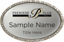 (image for) Premiere Plus Realty Oval Bling Silver Name Badge