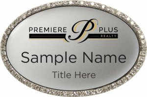 (image for) Premiere Plus Realty Oval Bling Silver Name Badge