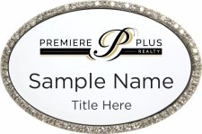 (image for) Premiere Plus Realty Oval Bling Silver Other Name Badge