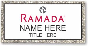 (image for) Ramada Logo C White with Silver Frame Bling Badge