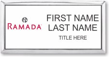 (image for) Ramada Logo C White with Silver Frame Executive Badge - Stacked Name