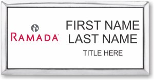 (image for) Ramada Logo C White with Silver Frame Executive Badge - Stacked Name