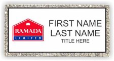 (image for) Ramada Logo F White Badge with Silver Frame Bling Badge - Stacked Name