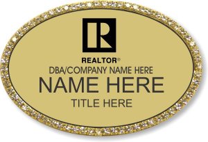 (image for) Realtor Black Logo Gold Oval Bling Badge