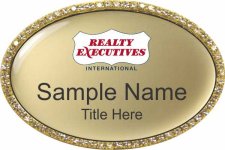 (image for) Realty Executives Color Logo - Oval Gold Bling Badge