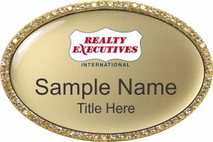 (image for) Realty Executives Color Logo - Oval Gold Bling Badge