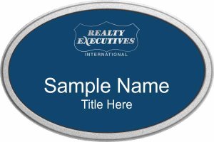 (image for) Realty Executives Platinum Logo - Blue Oval Pebbled Frame Prestige Badge
