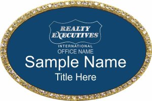 (image for) Realty Executives Platinum DBA Logo - Oval Gold Bling Badge