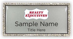 (image for) Realty Executives Associates Bling Silver Badge Red Logo