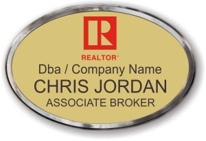 (image for) Red Realtor Oval Gold Prestige Badge with Polished Frame