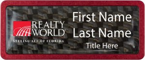 (image for) Ocala World Realty Red Anodized Frame Carbon Insert Badge