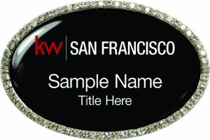 (image for) Keller Williams San Francisco Silver Oval Bling Badge Black Insert