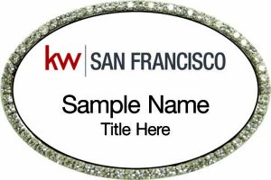(image for) Keller Williams San Francisco Silver Oval Bling Badge White Insert