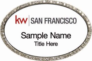 (image for) Keller Williams San Francisco Silver Oval Bling Badge White Insert