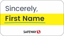 (image for) Safeway Sincerely Minor White Name Badge