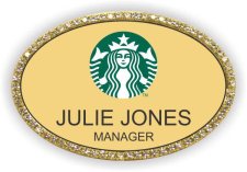 (image for) Starbucks Gold Oval Bling Badge