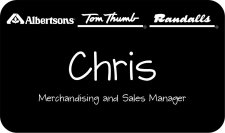 (image for) Albertsons tom Thumb Randalls Tri-Logo Black Name Badge
