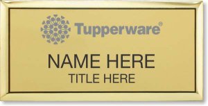 (image for) Tupperware Gray Logo Executive Gold Name Badge