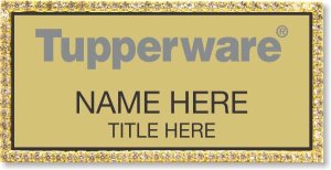 (image for) Tupperware Gray Text - Gold Bling Badge