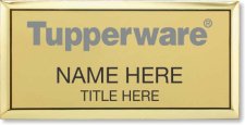 (image for) Tupperware Gray Text - Executive Gold Name Badge