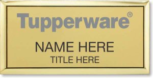 (image for) Tupperware Gray Text - Executive Gold Name Badge