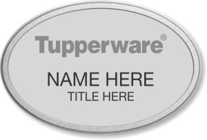 (image for) Tupperware Gray Text - Oval Silver Pebbled Frame Prestige Badge