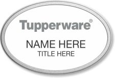 (image for) Tupperware Gray Text - Oval White Pebbled Frame Prestige Badge