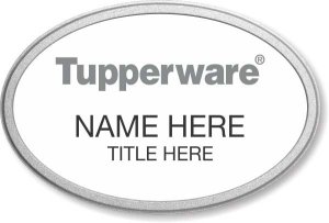 (image for) Tupperware Gray Text - Oval White Pebbled Frame Prestige Badge