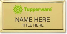 (image for) Tupperware Green Logo Executive Gold Name Badge