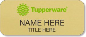 (image for) Tupperware Green Logo Gold Name Badge