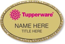 Tupperware Pink Logo White Name Badge - $6.80