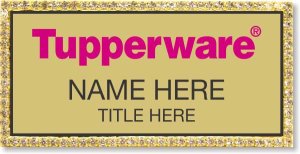 (image for) Tupperware Pink Text - Gold Bling Badge