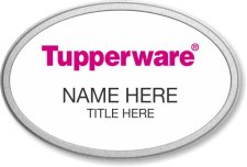 (image for) Tupperware Pink Text - Oval White Pebbled Frame Prestige Badge