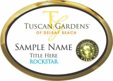 (image for) Tuscan Gardens of Delray Beach Rockstar Oval Executive Gold Badge W/ Gem Lapel Pin