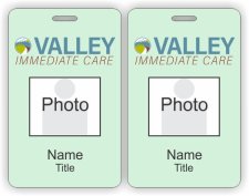 (image for) Valley Immediate Care Green Photo ID Vertical Double Sided badge - One Title
