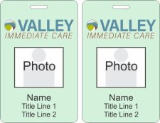 (image for) Valley Immediate Care Green Photo ID Vertical Double Sided badge - Two Title
