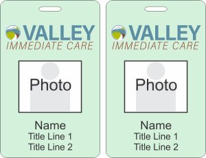 (image for) Valley Immediate Care Green Photo ID Vertical Double Sided badge - Two Title