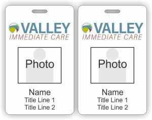 (image for) Valley Immediate Care Photo ID Vertical Double Sided badge - Two Title